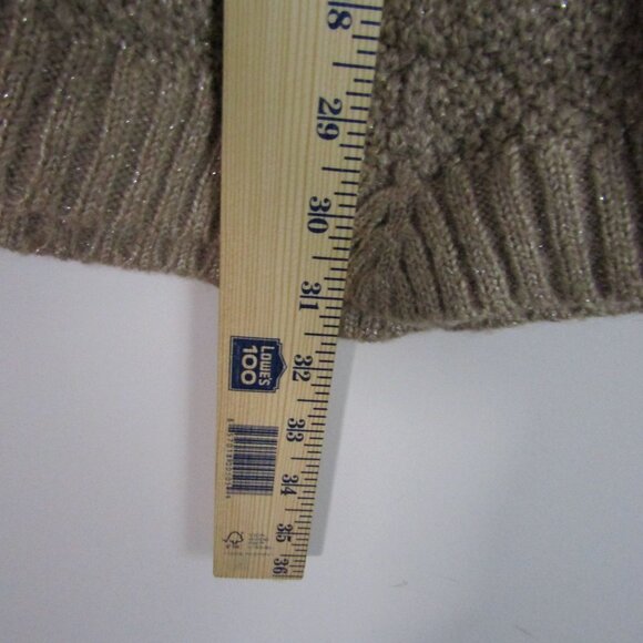 Alyx Colorblock Sweater 1X Tan Asymmetrical Knit Cozy Shimmer Normcore Casual - Picture 7 of 9